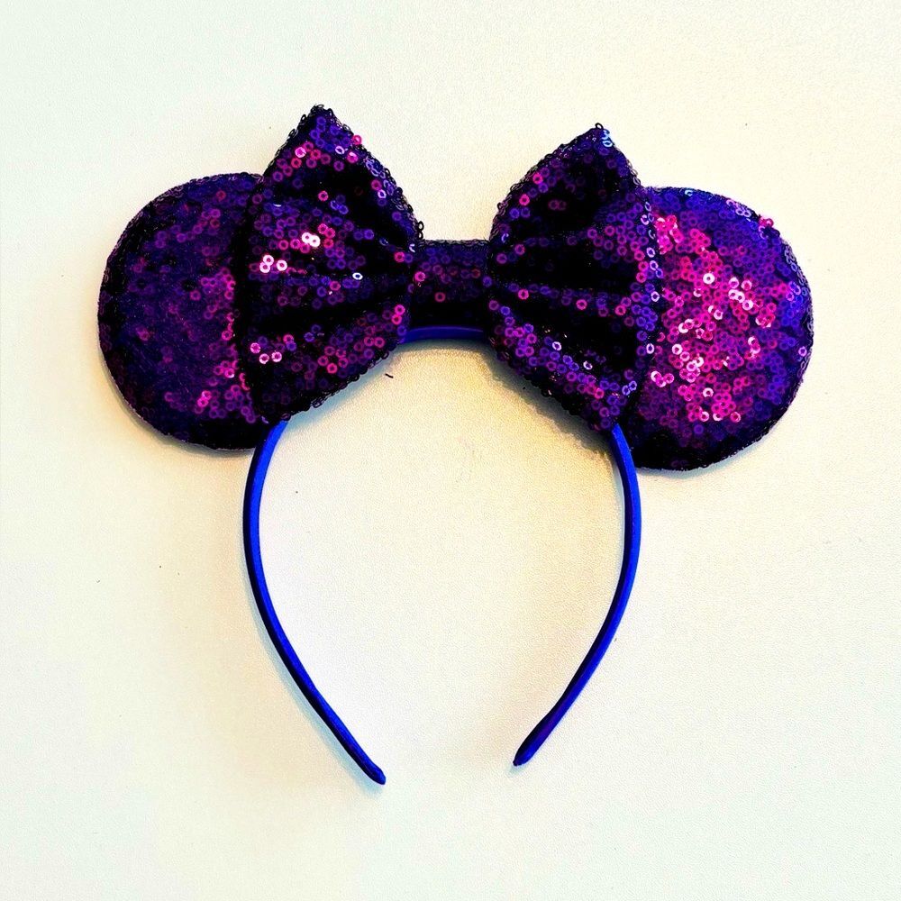 Gorgeous Purple sequins sparkling bow Minnie ears headband